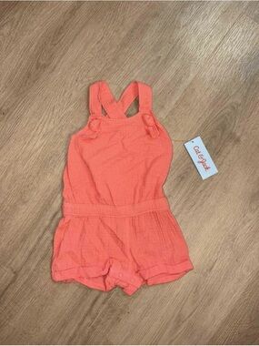 Cat & Jack Coral Sleeveless Cross-Back Girls' Romper